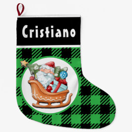 Santa’s Sleigh With Gifts Christmas Stocking Großer Weihnachtsstrumpf