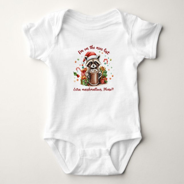 Santa’s Sweet Raccoon Treat  Baby Strampler (Vorderseite)