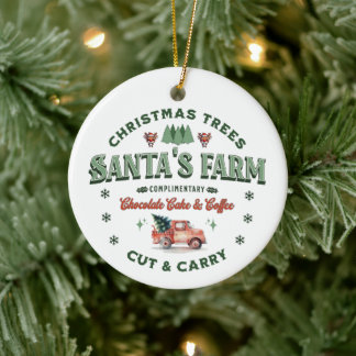 Santa’s Weihnachtsbaum-Plantage Logo im Vintage-St Keramik Ornament