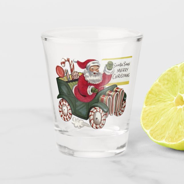 Santa sagt frohe Weihnachten Schnapsglas (Vorderseite)