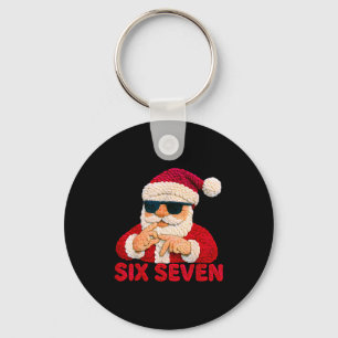 Santa sagt sechs sieben - 6 7 Meme Latch Hook Garn Schlüsselanhänger