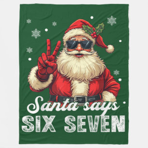 Santa sagt SIX SEVEN – Lustiges Weihnachts-Meme Fleecedecke