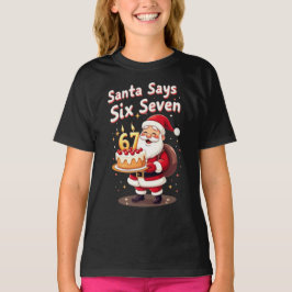 Santa sagt Six Seven Meme – Lustiger Santa hält T-Shirt