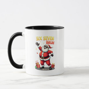 🎅Santa sagt Six Seven Meme Lustiger Santa hält Tasse