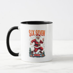 🎅Santa sagt Six Seven Meme Lustiger Santa hält  Tasse