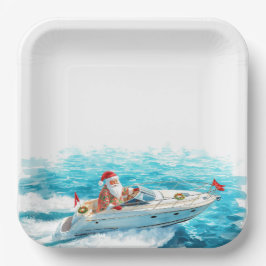 Santa Sailing – Tropical Christmas by the Sea Pappteller