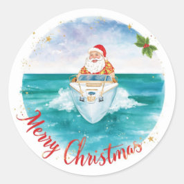 Santa Sailing – Tropical Christmas by the Sea Runder Aufkleber