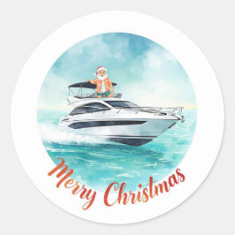 Santa Sailing – Tropical Christmas by the Sea Runder Aufkleber