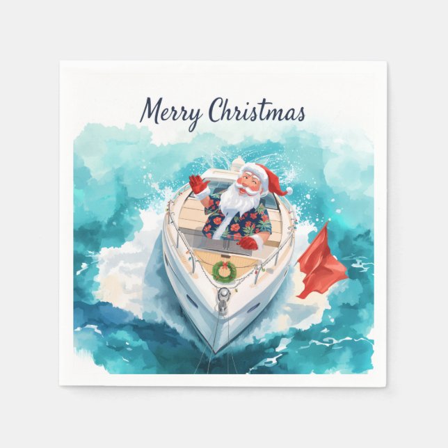 Santa Sailing – Tropical Christmas by the Sea Serviette (Vorderseite)