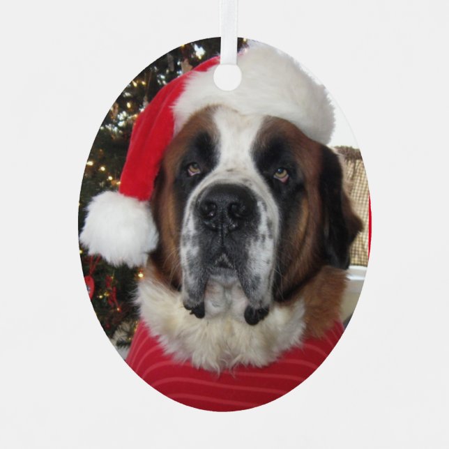 Santa Saint Bernard Ornament Metal Aus Metall (Vorderseite)