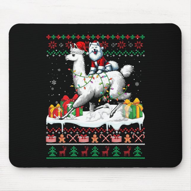 Santa Samoyed Riding Llama Weihnachtssüßer Lover Mousepad (Vorne)