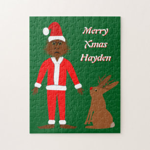 Santa Sasquatch und Jackalope Christmas Custom Puzzle