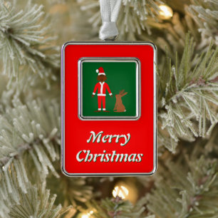Santa Sasquatch und Jackalope Christmas Custom Rahmen-Ornament Silber