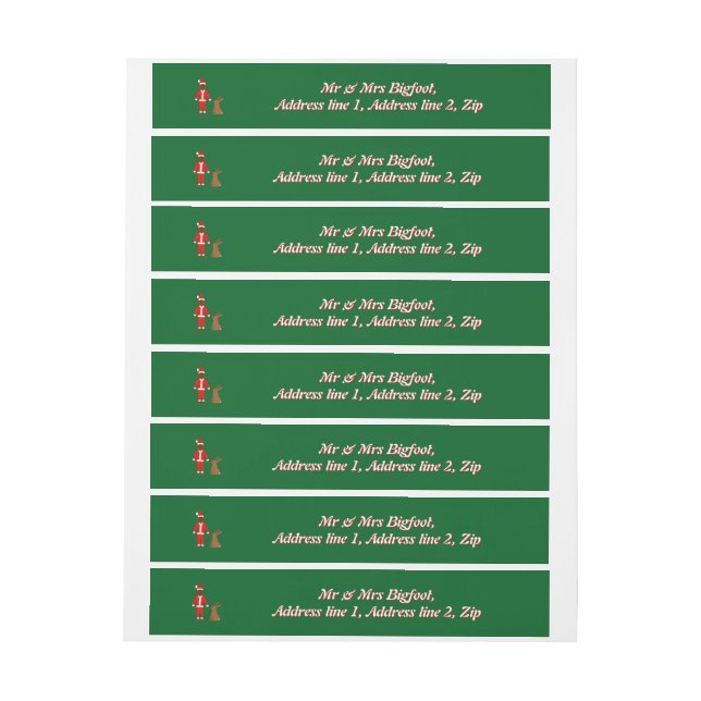 Santa Sasquatch und Jackalope Christmas Custom Rundum-Adressaufkleber (Bogen)