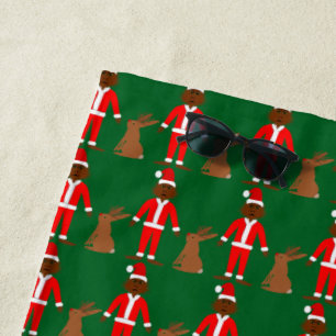 Santa Sasquatch und Jackalope Weihnachten Gemuster Strandtuch