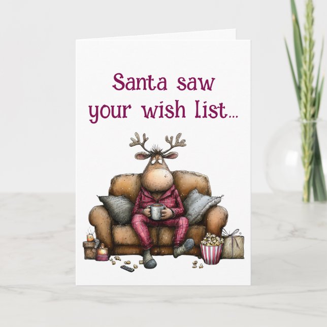 Santa Saw Your Wish List card Karte (Vorderseite)