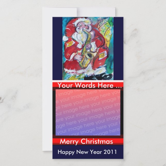 SANTA & SAX, CHRISTMAS-PARTY FEIERTAGSKARTE (Vorderseite)