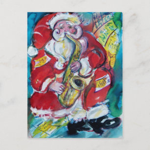 SANTA & SAX, CHRISTMAS-PARTY POSTKARTE