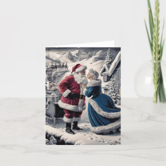 Santa saying farewell to Mrs Claus - Blank Card Feiertagskarte