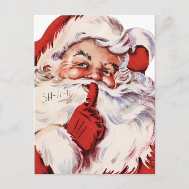 Santa Says Shhh Feiertagspostkarte (Vorderseite)