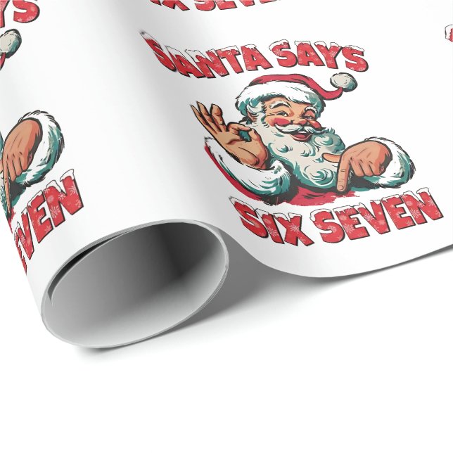 Santa Says Six Seven 6 7 Christmas Santa Claus  Geschenkpapier (Rolleneckpunkt)