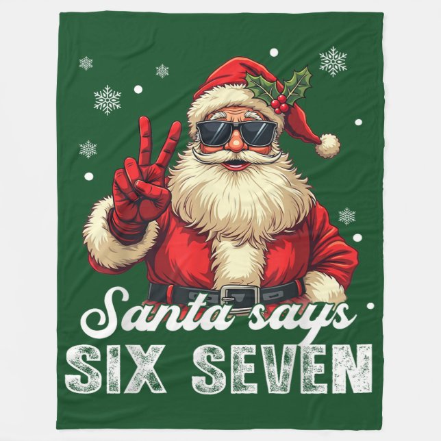 Santa Says SIX SEVEN – Funny Christmas Meme Fleecedecke (Vorderseite)