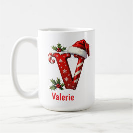 Santa Schick Monogramm Anfangsbuchstabe V Frohe We Kaffeetasse