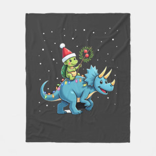 Santa-Schildkröte auf T-Rex-Rentier Weihnachtslich Fleecedecke