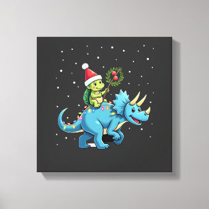 Santa-Schildkröte auf T-Rex-Rentier-Weihnachtslich Leinwanddruck