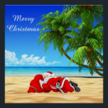 Santa schlafen auf Strandplakat Poster<br><div class="desc">Santa schlafen auf Strandplakat</div>