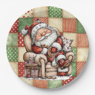 Santa schläft am Heiligen Abend Pappteller