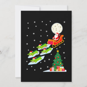 Santa Schlitten Alligator Weihnachten Mond Schnee Einladung