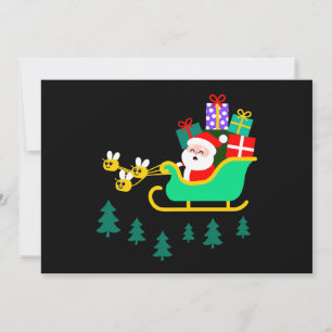 Santa Schlitten Bienen Weihnachtsgeschenke Kiefern Einladung