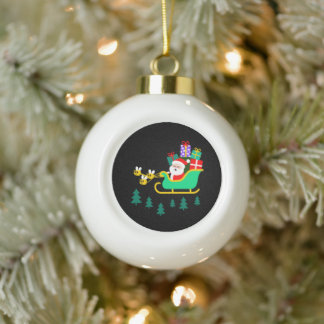 Santa Schlitten Bienen Weihnachtsgeschenke Kiefern Keramik Kugel-Ornament