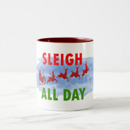 santa Schlitten den ganzen Tag niedliche Weihnacht Zweifarbige Tasse