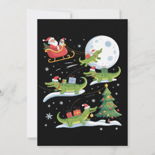 Santa-Schlitten fahrendes Alligator-Weihnachten Lu Feiertagskarte