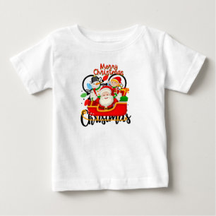 Santa-Schlitten Frohe Weihnachten Cartoon Baby T-shirt