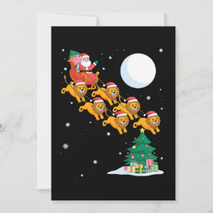Santa Schlitten Löwen Weihnachtsbaum Mond Xmas Einladung