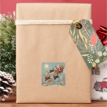 Santa-Schlitten mit fliegenden Katzen Aufklebern
