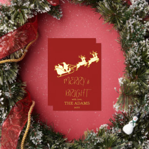 Santa-Schlitten & Rentiere Weihnachten Folien Feiertagskarte