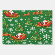 Santa-Schlitten, Schneeflocken & Bäume