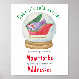 Santa-Schlitten - werdende Mutter als Adressatin Poster