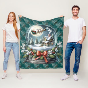 Santa-Schlittenfahrt im Schneekugel-Wunderland Fleecedecke
