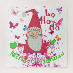 Santa Schmetterlinge Hohoho Schönes Weihnachten Puzzle