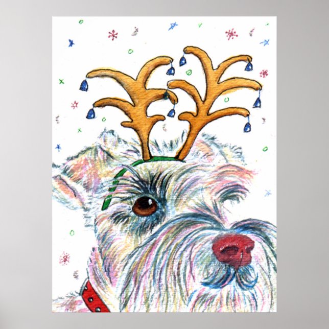 Santa Schnauzer Canvas Print Poster (Vorne)