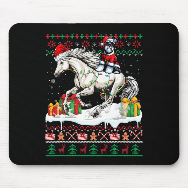 Santa Schnauzer Reiten Weihnachten Mousepad (Vorne)