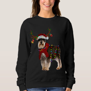 Santa Schnauzer Rentiere Light Christmas Sweatshirt