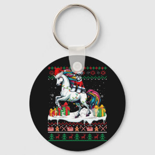 Santa Schnauzer Riding Unicorn Weihnachtskraut L Schlüsselanhänger