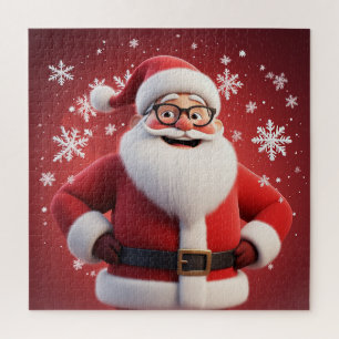 Santa-Schneeflocken-Festtagsszene für gemütlichen Puzzle