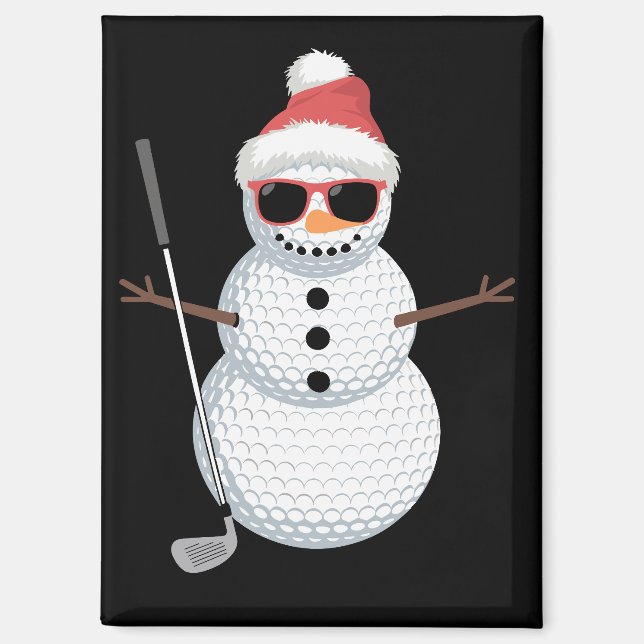 Santa Schneemann Golfball Weihnachten Golfer Gesch Magnet (Vorderseite)